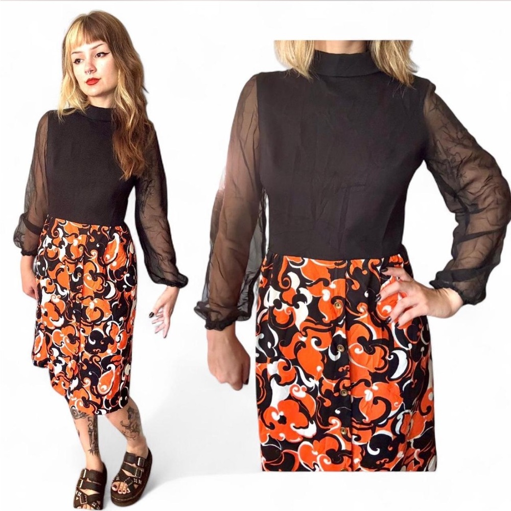 Vintage 70s Witchy Mod Dress